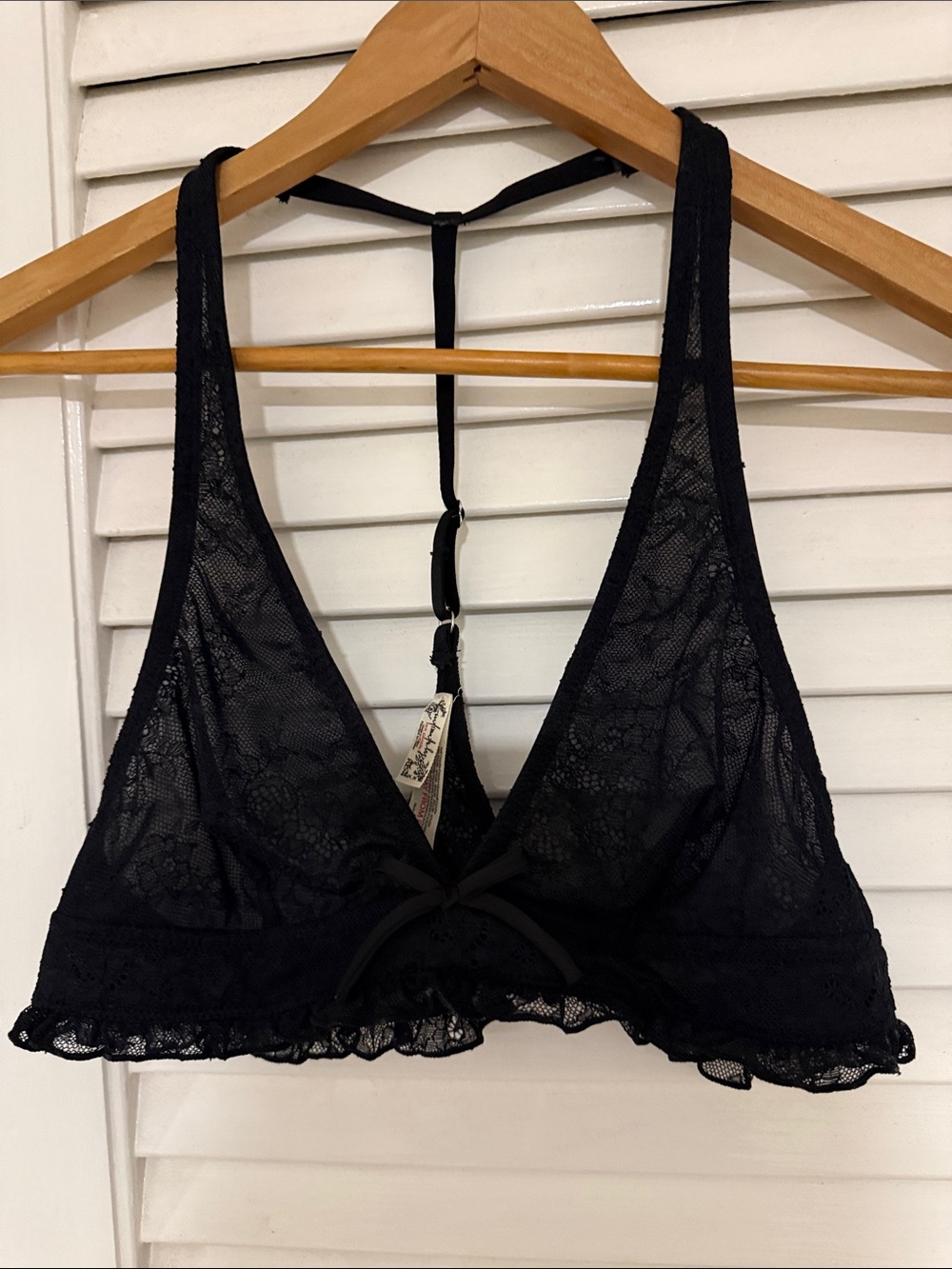 Free People Black Lace Halter Bralette